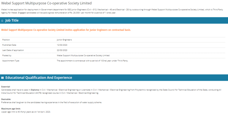 Webel Recruitment