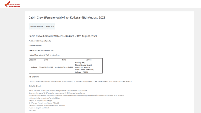 Air India Recruitment 2023