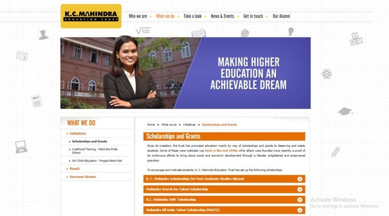 K C Mahindra Scholarship