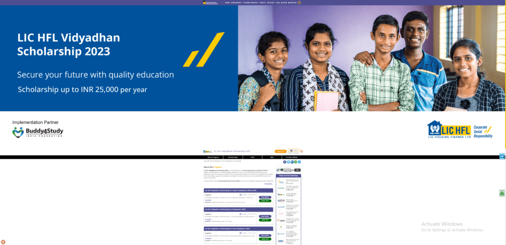 LIC HFL Vidyadhan Scholarship