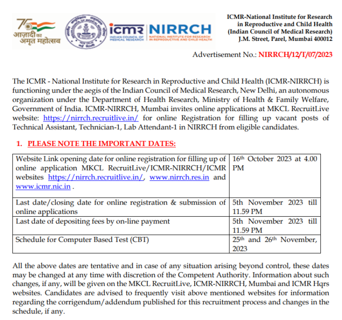 ICMR-NIRRCH-Recruitment-2023