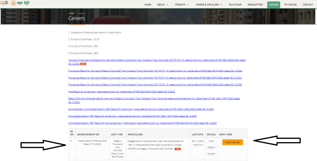 Metro Railway Recruitment 2023