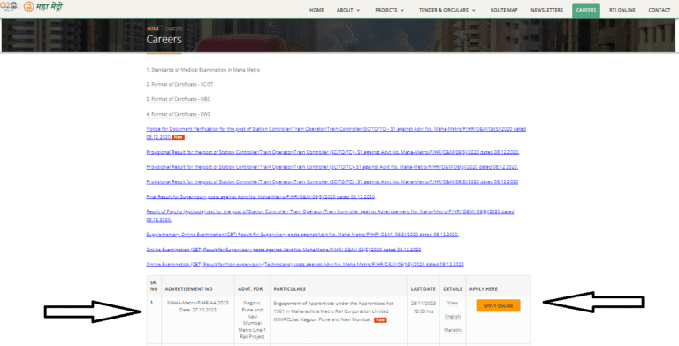 Metro Railway Recruitment 2023