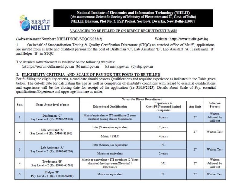 NIELIT-Recruitment-2023