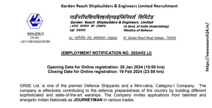 Garden Reach Shipbuilders & Engineers Limited Recruitment