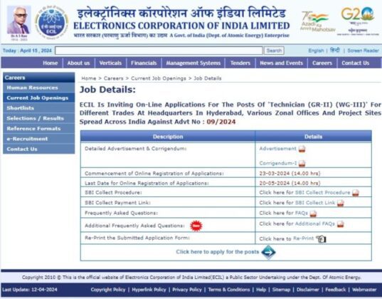 ECIL Recruitment 2024