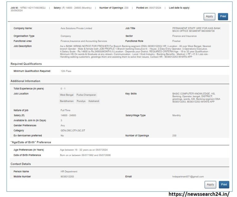 Axis Bank Recruitment 2024