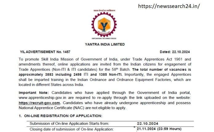 YIL Apprentice Recruitment 2024